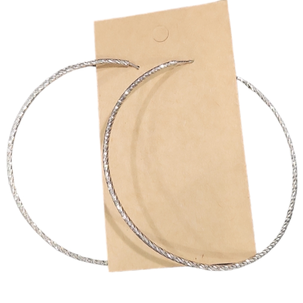 Silver Shimery Large Hoop Earrings